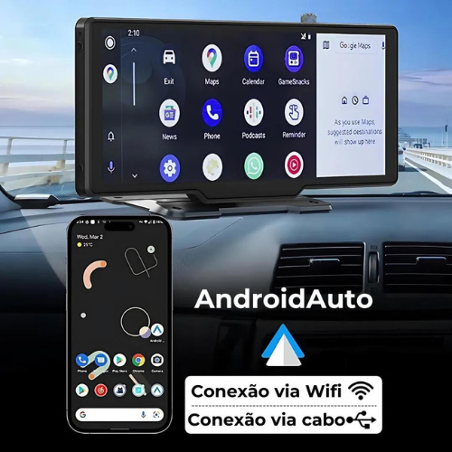 Tela Multimídia MaxTela Pro 2.0 com CarPlay e AndroidAuto + 🎁 Câmera de Ré de BRINDE