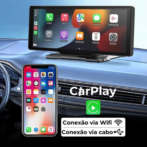 Tela Multimídia MaxTela Pro 2.0 com CarPlay e AndroidAuto + 🎁 Câmera de Ré de BRINDE