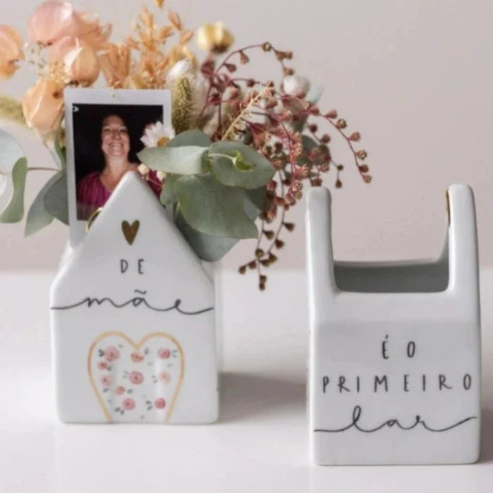 Vaso Casinha Coração de Mãe é o Primeiro Lar